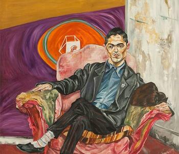 Gustavo Marrone en su atelier, Autor: Schvartz, Marcia, Fecha: 1988, Técnica: Óleo sobre tela, Medidas: 180 x 160 cm. 