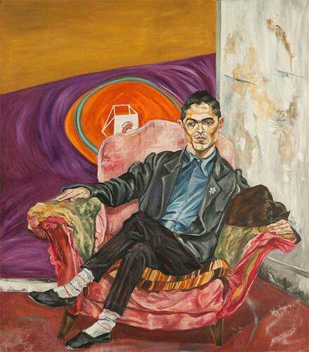 Gustavo Marrone en su atelier, Autor: Schvartz, Marcia, Fecha: 1988, Técnica: Óleo sobre tela, Medidas: 180 x 160 cm. 