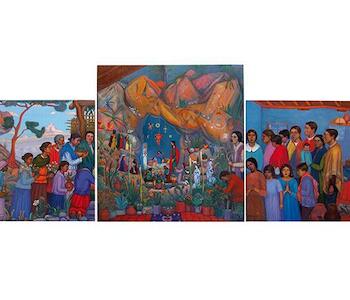 El Pesebre (Navidad 1929), Tríptico  Autor: Gramajo Gutiérrez, Alfredo, Fecha: 1932. Técnica: Óleo. Medidas: total c/marco: 113,5 x 260,3 x 3 cm. 