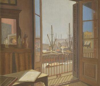 Desde mi estudio, Autor: Lacámera, Fortunato. Fecha: ca. 1938. Técnica: Óleo sobre tela Medidas: 100 x 80 cm. 