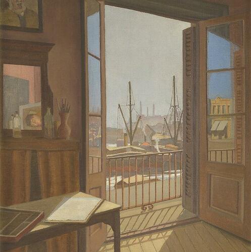 Desde mi estudio, Autor: Lacámera, Fortunato. Fecha: ca. 1938. Técnica: Óleo sobre tela Medidas: 100 x 80 cm. 