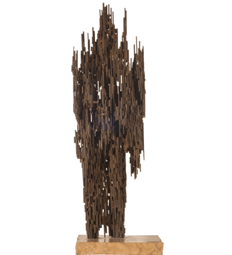 Noemí Gerstein "El Samurai" 1961, caños de bronce soldados sobre mármol, 190 x 59 x 42 cm. Ph. webpage MNBA