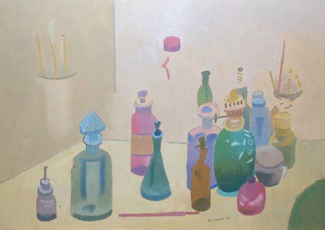 Pedro de Simone "Frascos" 1951. Oleo sobre cartón 35 x 50 cm