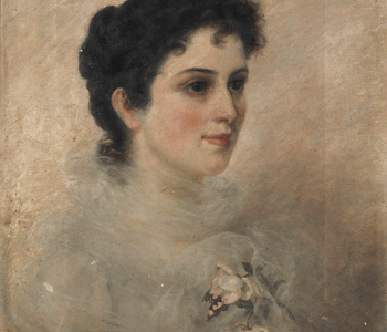 Eugenia Belin Sarmiento, "Retrato de Amelia Sánchez" -detalle-, 1899, óleo sobre tela, 57 x 37,5 cm. Colección Fabiana Barreda – Archivo Rosa Faccaro Arte Argentino Contemporáneo, Buenos Aires. 