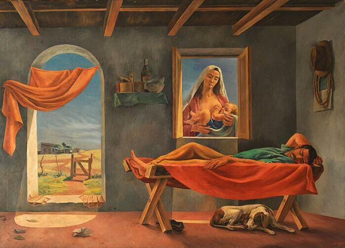 Antonio Berni "La siesta" 1943, óleo sobre tela, 155 x 220 cm.