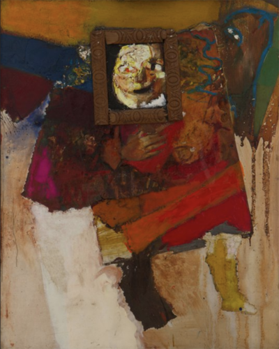 Luis Felipe Noé, Cuadro de la timidez, 1973. Oló madrea y collage, 100 x 80 cm. Inventario # 7209 Obra no exhibida