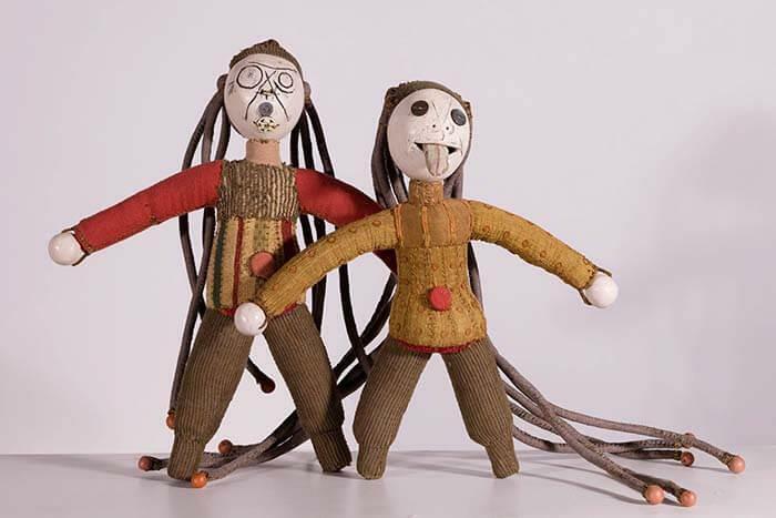Kunko y Borka objetos ensamble y modelado cerámica-textil,  de la serie Eclipses y equipajes año 2018 