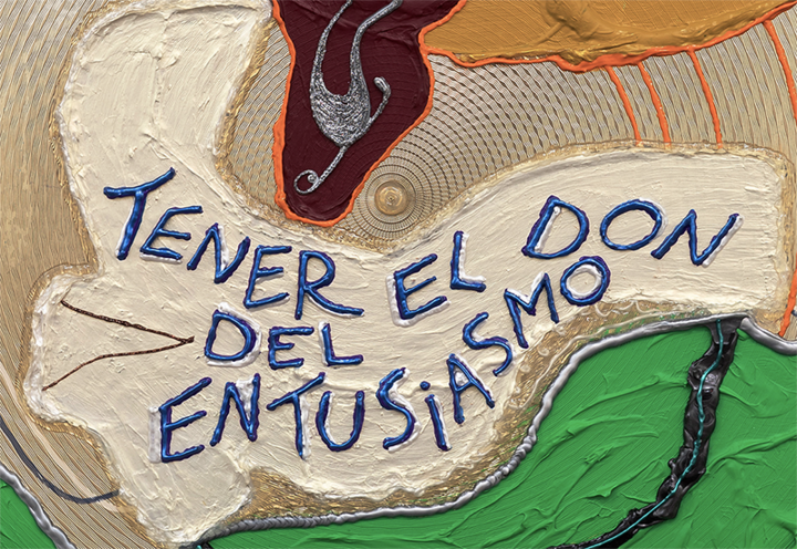 Carlos Herrera "Tener el don del entusiasmo" 2026 Pintura relieve, gel medium y acrílico sobre metal Relief paint, gel medium and acrylic on metal 60 x 60 cm