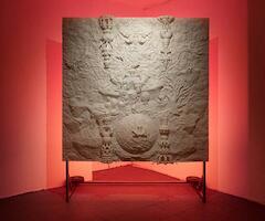 "Genesis.exe"  Mural alto y bajo relieve modelado e impreso en 3D en plástico PLA bioecológico 173x172 2021. Imagen gentileza El Mirador