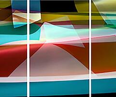 Tríptico 9637  Serie: Formas de luz. 30 x 40 cm. Fotografia color - Foto performance lumínica  Impreso en papel fotográfico. 2018